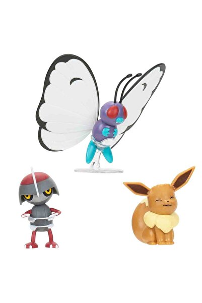 Pokemon Battle 3'lü Figür Seti Pawniard Butterfree Eevee