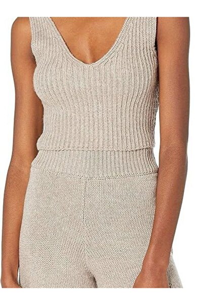The Drop Short ribbed textured knit Vest with V-neck front and back, Sylvie,