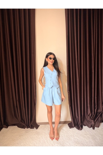 LOISY Women's V-Neck Premium Vest & Shorts Two-Piece Set