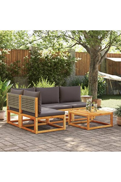 vidaxl Set canapele de gradina cu 5 piese È™i perne din lemn de salca¢m È™i r...