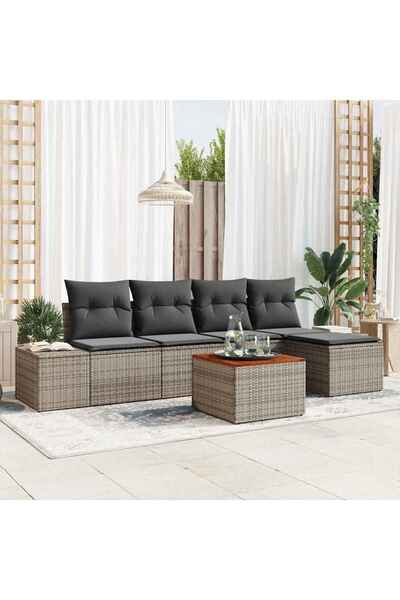 vidaxl Set de canapele pentru gradina 6 pcs Gri poliratan