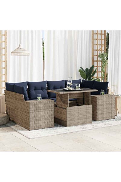 vidaxl Set canapele gradina cu perne 7 piese gri poliratan/lemn acacia