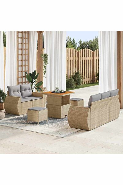 vidaxl Set de canapele pentru gradina 8 pcs Bej poliratan
