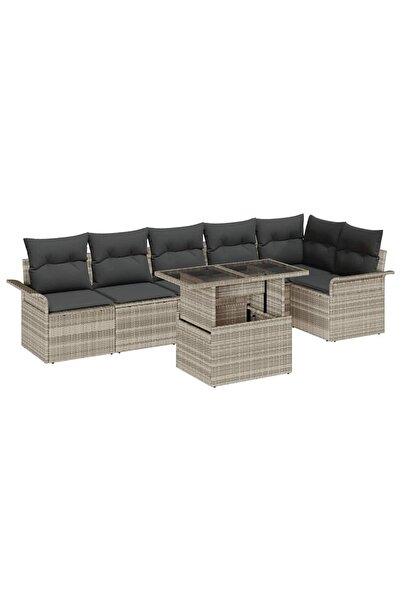 vidaxl Set de canapele pentru gradina 7 pcs Gri deschis Rattan poli