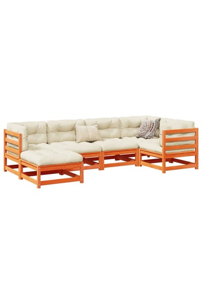 vidaxl Set mobilier de gradina cu perne, 6 piese, lemn masiv de pin