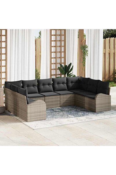 vidaxl Set de canapea cu perna 9 pcs Gri Poli Rattan