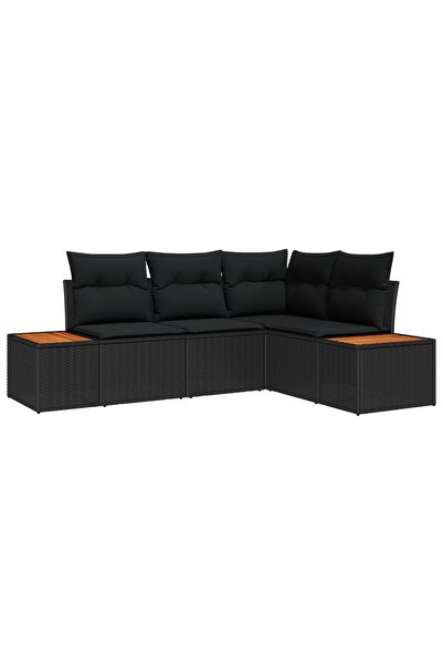 vidaxl Set de canapele pentru gradina cu perna 5 pcs Negru Rattan poli