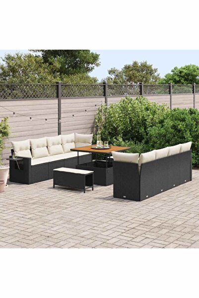 vidaxl Set de canapele pentru gradina 11 pcs Negru Rattan poli