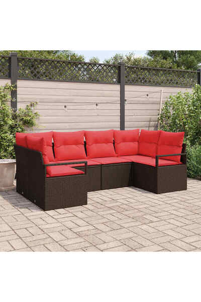 vidaxl Set de canapea cu perna 6 pcs Maro Poli Rattan