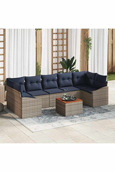 vidaxl Set de canapele pentru gradina 8 pcs Gri È™i albastru marin