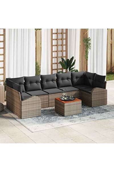 vidaxl Set de canapele pentru gradina cu perna 8 pcs Gri poliratan