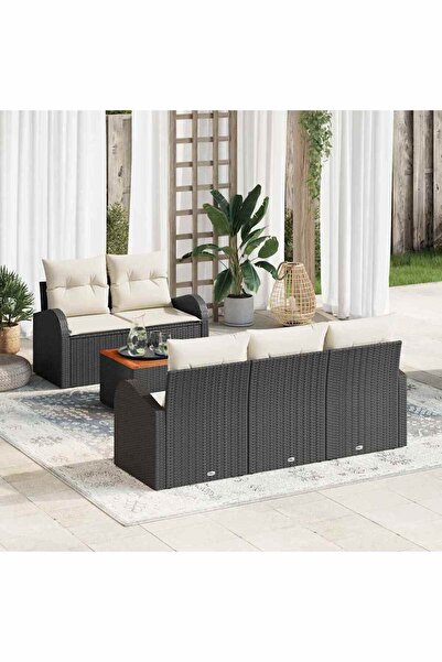vidaxl Set de canapele pentru gradina 6 pcs Negru È™i Crem poliratan