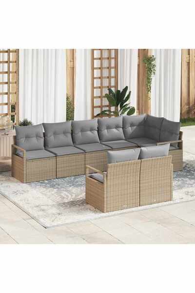 vidaxl Set de canapea 8 pcs Bej poliratan