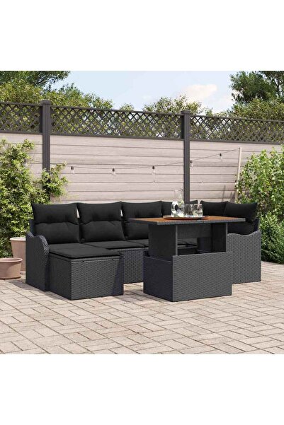 vidaxl Set de canapele pentru gradina 7 pcs Negru Rattan poli