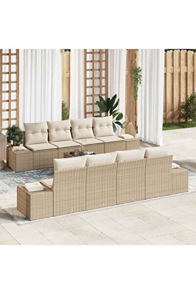 vidaxl Set de canapele pentru gradina 8 pcs Bej È™i crem poliratan