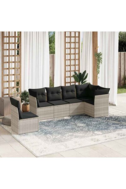vidaxl Set canapele de gradina cu perne, 6 piese gri deschis poliratan