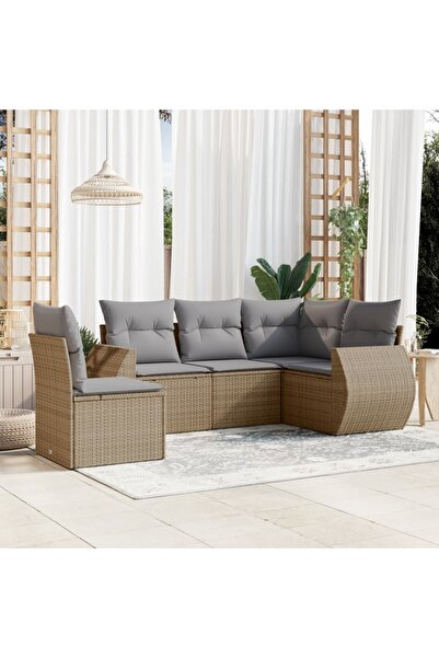 vidaxl Set canapele de gradina cu perne, 6 piese, bej, poliratan