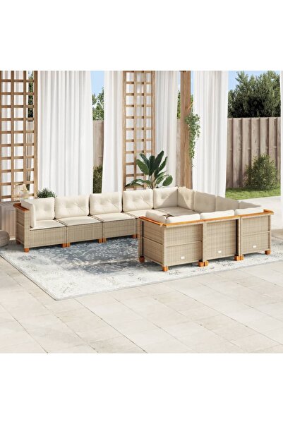 vidaxl Set canapele de gradina cu perne, 10 piese, bej, poliratan