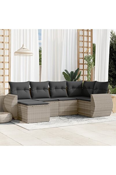 vidaxl Set canapele de gradina cu perne, 6 piese gri deschis poliratan