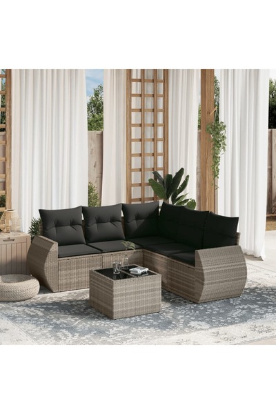 vidaxl Set canapele de gradina cu perne, 6 piese gri deschis poliratan