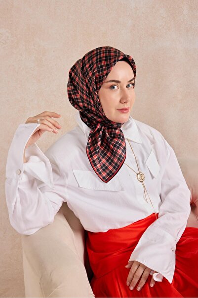 Silk Home Eșarfă din mătase twill, carouri roșii