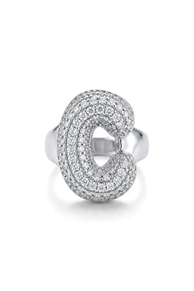 h&b design jewel خاتم من الفولاذ على شكل حرف C