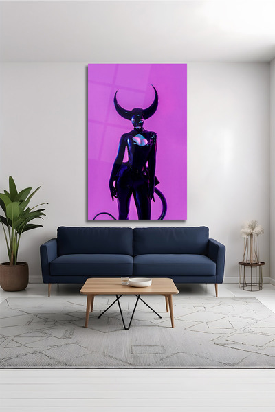 AltmışAltı Gamer Odası Fütüristik Kadın Figürlü Modern Gotik Sanat Duvar Deko...