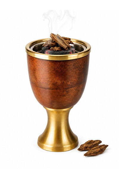 VENDIX Luxury Wooden Incense Burner with Stainless Steel Bowl and Gold Base -...