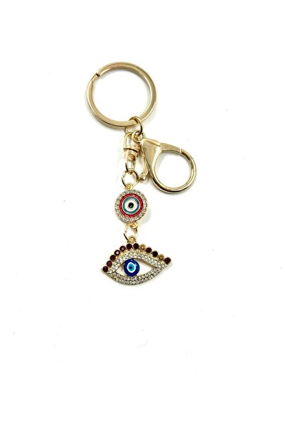 MD Moda Accessories Gold Color Keychain with Evil Eye Beads and Stone in the ...
