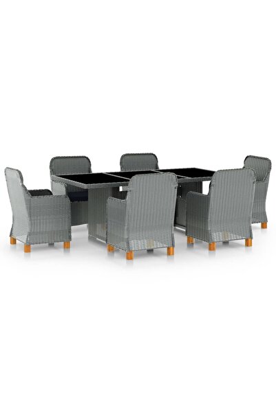 vidaxl Set mobilier de exterior cu perne,7 piese,gri deschis,poliratan