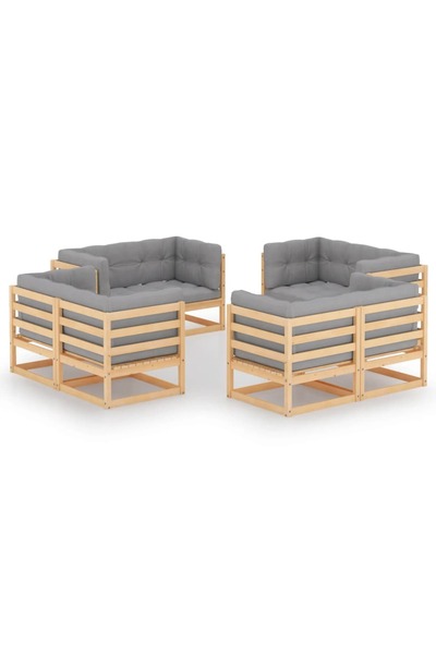 vidaxl Set mobilier de gradina cu perne, 8 piese, lemn masiv de pin