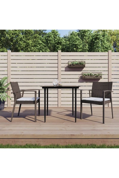 vidaxl Set mobilier de gradina cu perne, 3 piese, poliratan È™i otel