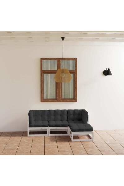 vidaxl Set mobilier de gradina cu perne, 4 piese, lemn masiv de pin