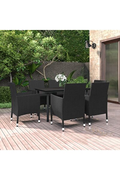 vidaxl Set mobilier de gradina cu perne, 7 piese, poliratan È™i sticla
