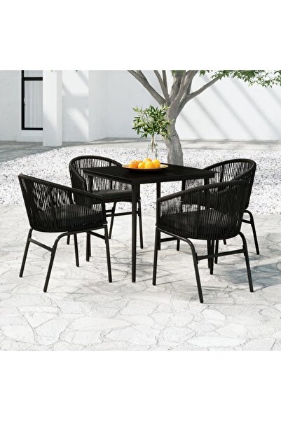 vidaxl Set de servit masa pentru gradina, 5 piese, negru