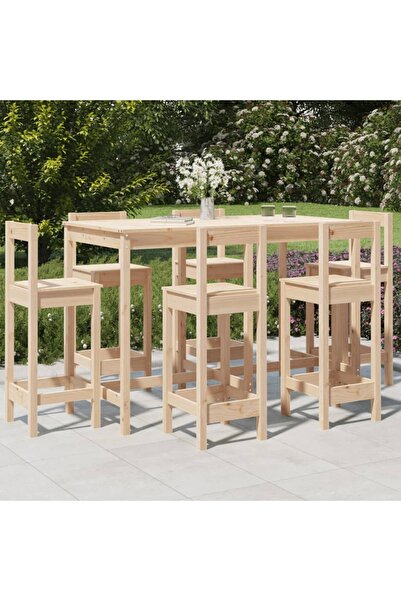 vidaxl Set bar de gradina, 7 piese, lemn masiv de pin