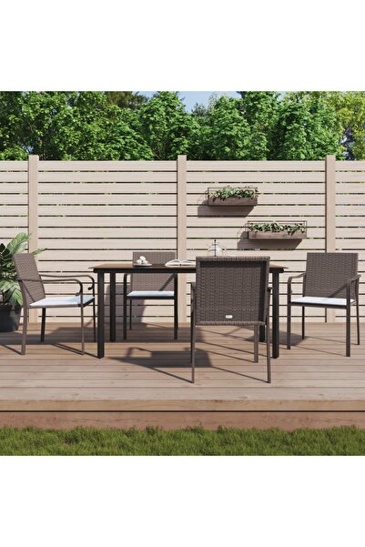 vidaxl Set mobilier de gradina cu perne, 5 piese, poliratan È™i otel