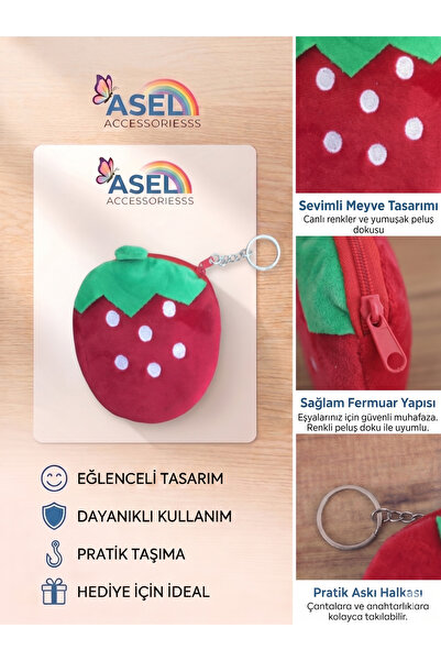 Aselaksesuarr Sevimli Figürlü Peluş Kancalı Mini Kız Çocuk Cüzdanı ve Çanta A...