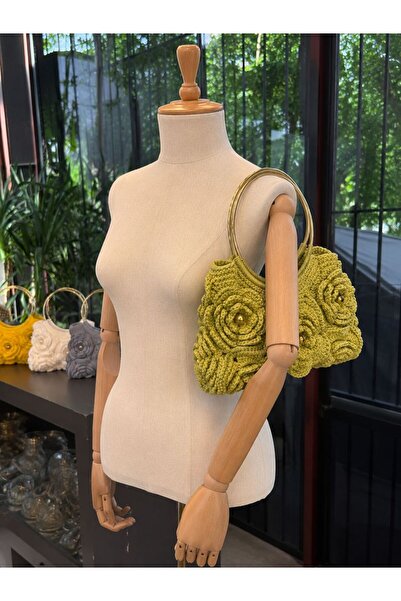 AHK Bag Beauty Çiçek desenli örgü çanta