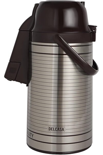 DELCASA DC3206 Airpot Flask, 3 Litre Capacity, Black/Silver