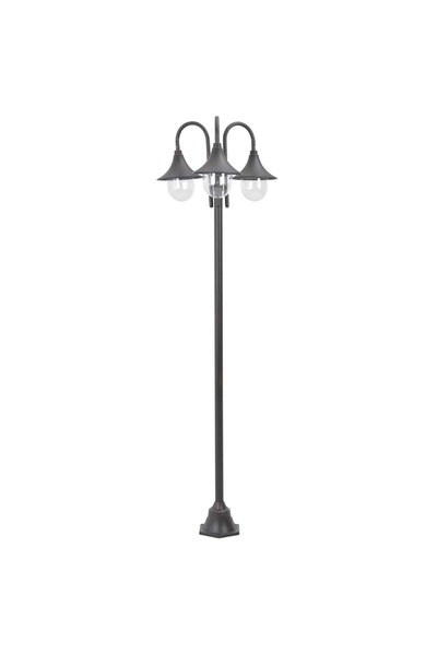vidaxl Stalp iluminare gradina, E27, 220 cm, aluminiu, 3 lampi, bronz