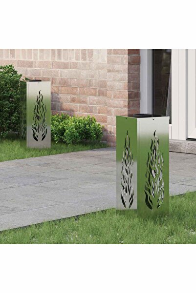 vidaxl Lumina LED Solara pentru Alei 2 pcs Argintiu OÈ›el galvanizat