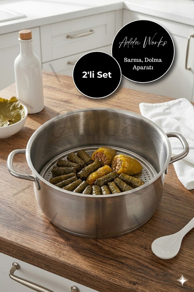 Adda Works 2’li Paslanmaz Çelik Yaprak Sarma Pişirme Aparatı Pratik Dolma Sarma Pişirme Yardımcısı (20cm, 24cm)