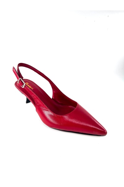 Desire Hakiki Deri Kırmızı Arkası Açık Kadın Stiletto