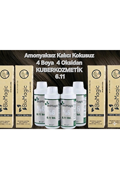 BIOMAGIC 6.11 Yoğun Küllü Koyu Kumral Organik İçerikli Amonyaksız Kalıcı Koku...