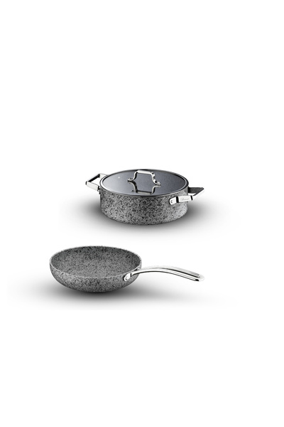 Brioni Stone-Age 3 Piece 24 cm Flat Pan - 24 cm Non-Scratch Fireproof Non-Sti...