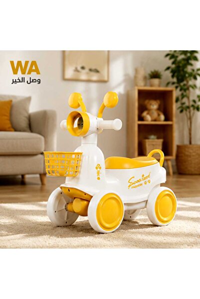 WASL ALKHAIR سكوتر دفع للأطفال مع سلة أمامية – لعبة ركوب بتصميم لطيف وعجلات ث...
