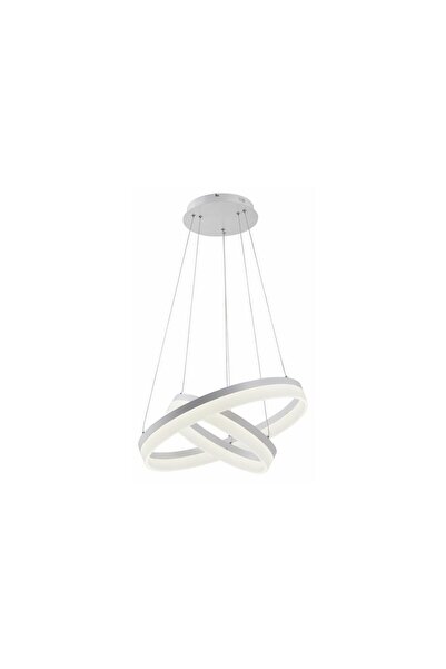 Reality Cornelia Modern LED Pendant Light, Double White Acrylic Ring Chandeli...