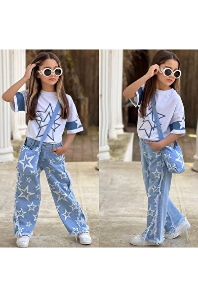 Lucky kidswear DEVOJČIČKI SET SA TORBOM SA ZVEZDASTIM UZORAKOM