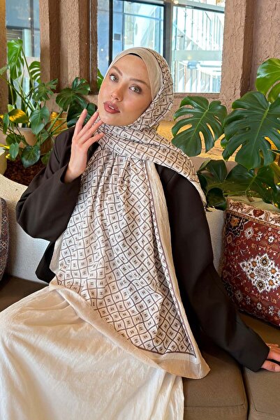 lamelif Ethnic Pattern Bamboo Shawl Beige